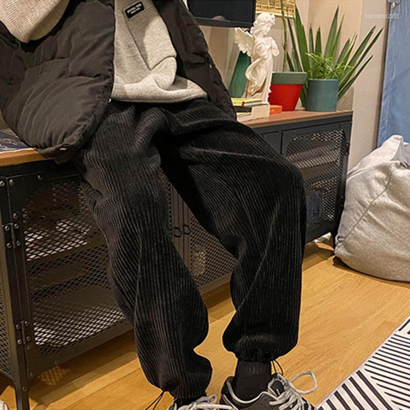 

Men's Pants Fashion Corduroy Sweatpants Warm Thick Men Baggy Joggers Loose Casual Harem Streetwear Autumn Winter Long Trousers, Khaki