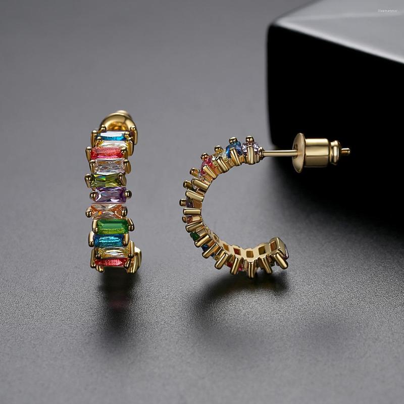 

Hoop Earrings Vintage Colorful Zircon Personalized Stud For Women Gold Big Crystal Abstract Wedding Jewelry Gift