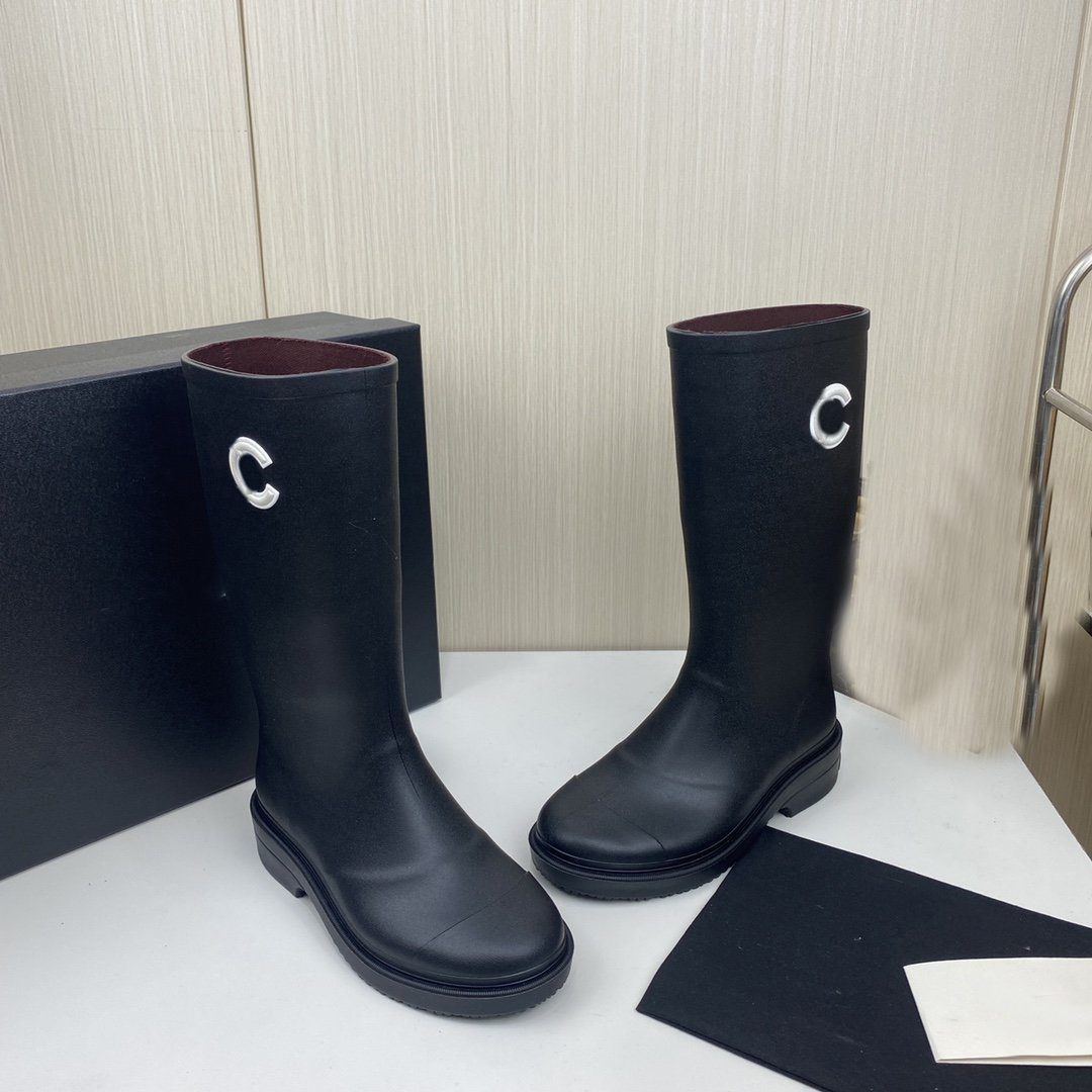 

High Quality High Boots Designer Knee Rainboots Boot Fashion Women CCity Winter Channel Sexy Warm Shoes dfgfcv