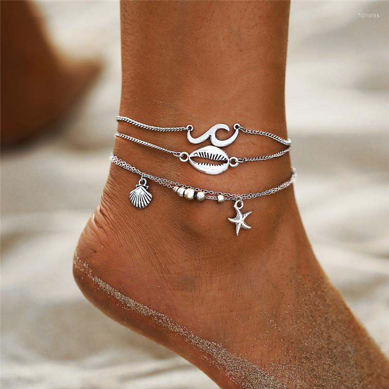 

Anklets Boho Ocean Beach Scallop Shell Starfish For Women Vintage Multi Layers Ankle Bracelet Foot Leg Summer Jewelry