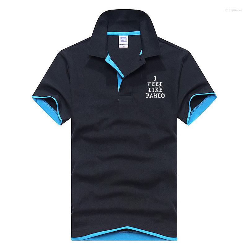 

Men' Polos Man Polo Shirt Mens Casual Letter Print Cotton Men Short Sleeve High Quantity, White sapphire blue