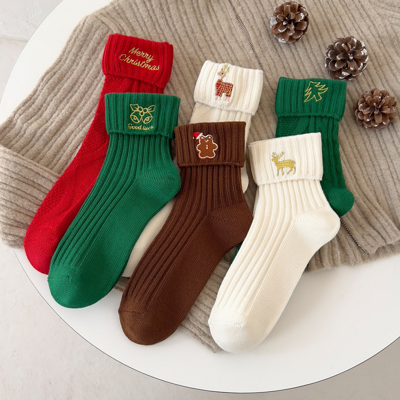 

Christmas Socks Children's Cute Japanese Embroidery Cartoon in Autumn and Winter