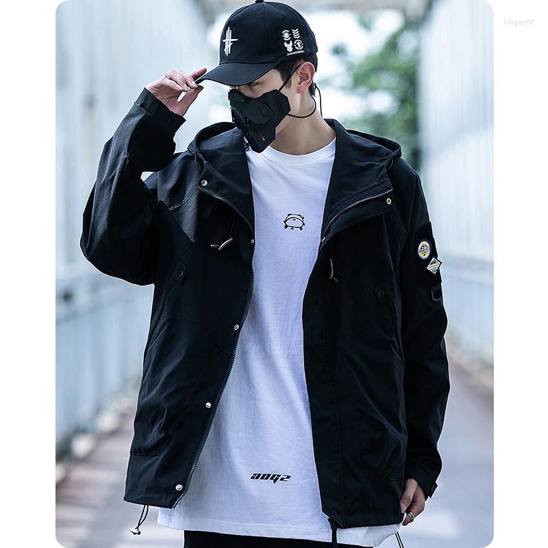 

Men's Jackets Unisex Retro Outdoor Mountain Climbing Jacket Men Clothing Streetwear Hooded Waterproof Harajuku Casual High Street Coats, Black