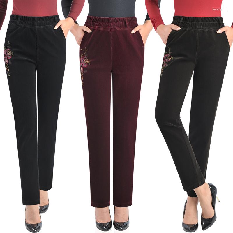 

Women's Pants Women's Trousers 2022 Spring Autumn Straight Middle-aged And Elderly Women High Waist Casual Corduroy, Red