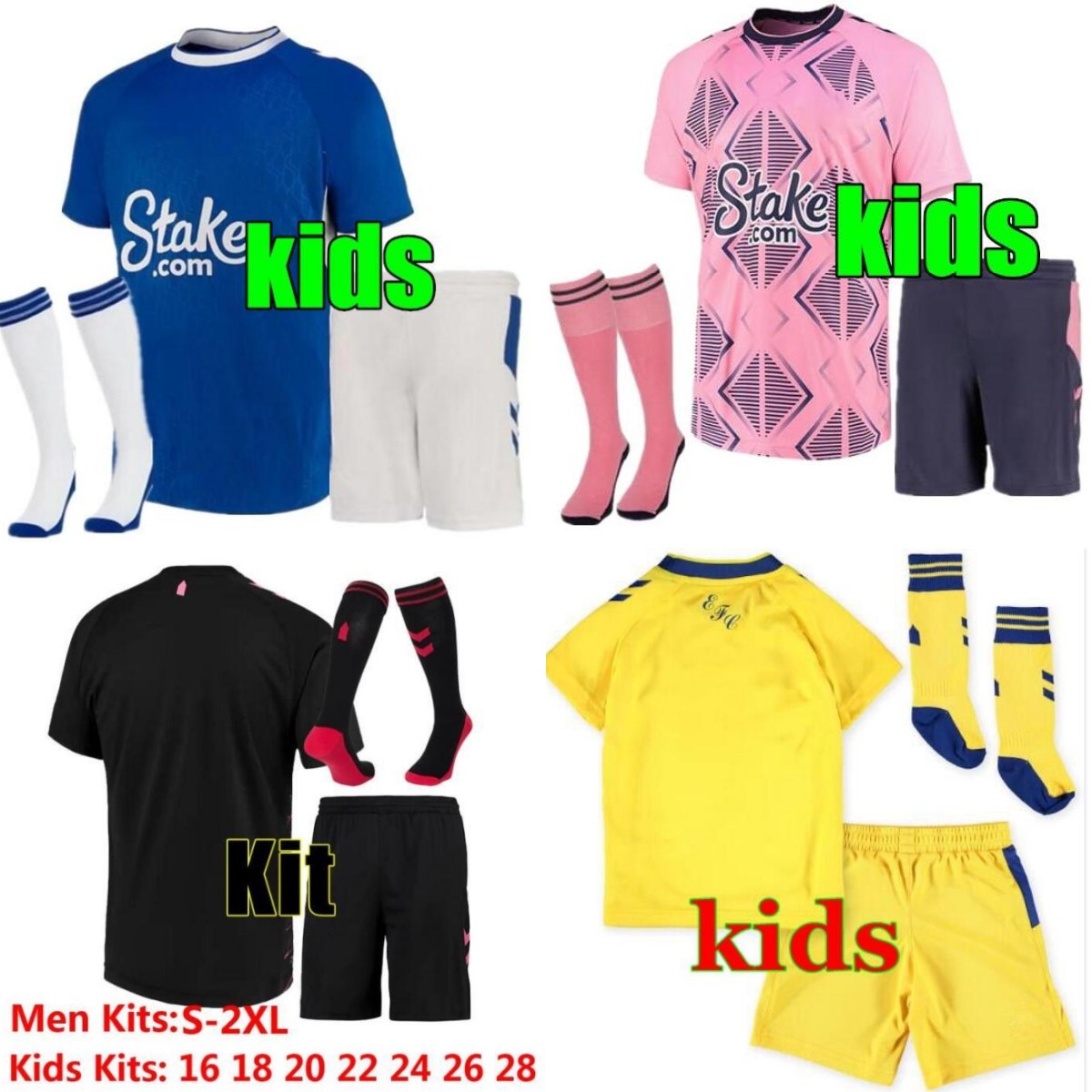 

22 23 toffees KEANE soccer jerseys CALVERT LEWIN CALVERT RICHARLISON ALLAN DIGNE NKOUNKOU BERNARD men kids kit full set football shirt, Yellow