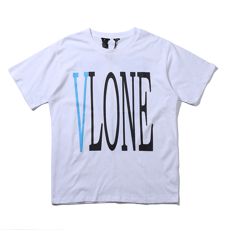 

Vlone Mens Fashion Brand Casual T Shirt Men Womens Blue Print Tee High Street Clothing Size -XL, Black