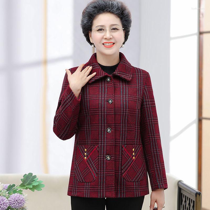 

Women's Jackets 2022 Women's Jacket Middle-Aged Elderly Overcoat Spring Autumn Elegant Loose Coat Tops Grandma Mother Outerwear, 04