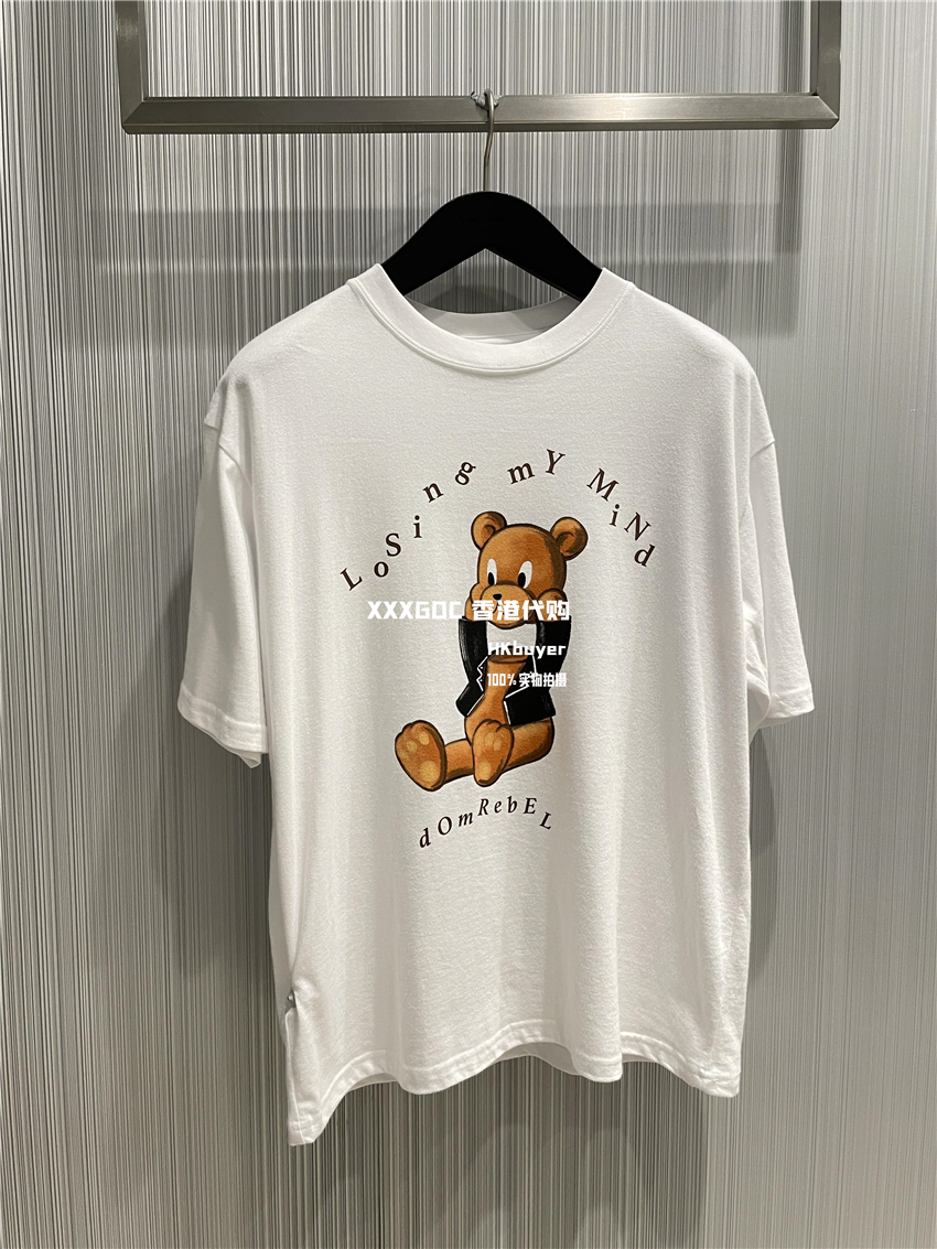 

Mens T Shirt and Women Tees Bear Printed Short Sleeve Crew Neck White Black