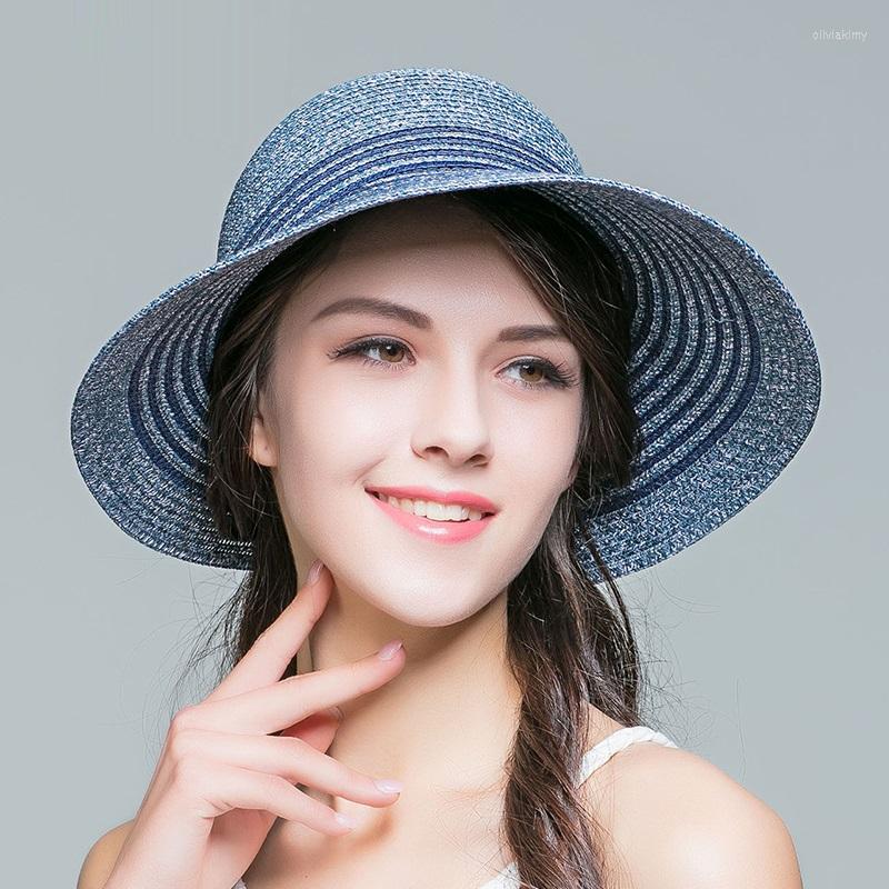 

Wide Brim Hats Ladies Summer Sun Girls Hat Straw Sunscreen Students Outdoor Travel Beach Cap Female Foldable B-7644, Khaki