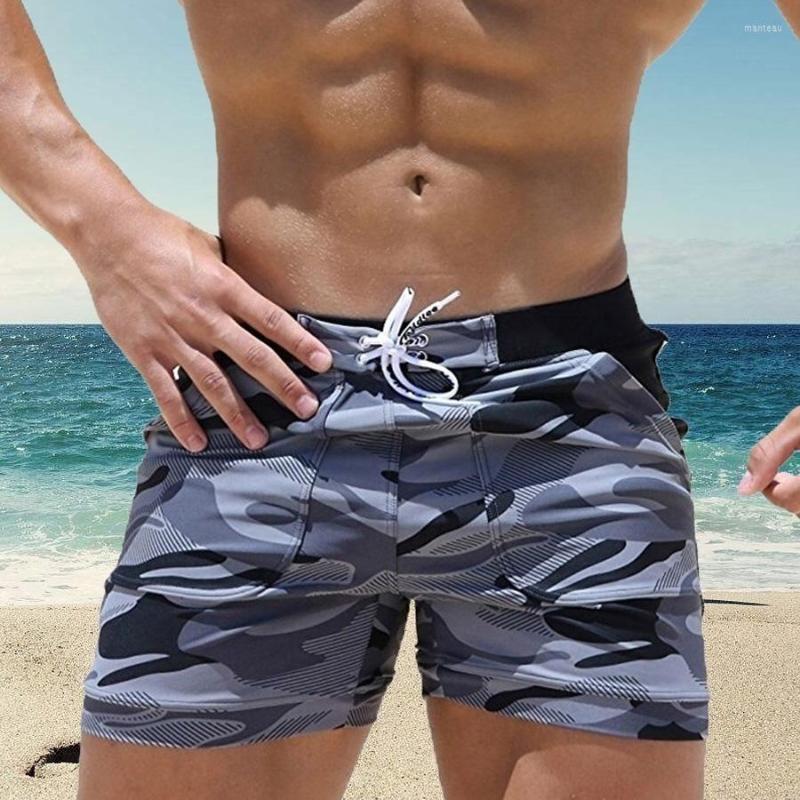 

Men's Shorts Summer Mens Swimwear Basic Swimming Trunk Surf Camo Beach With Pockets, Camouflage grey