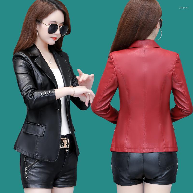 

Women's Leather Genuine Real Spring Autumn 2023 Haining Garment Korean Edition Short Slim Fit Large Jacket Women's Versatile Small, M707 bright red