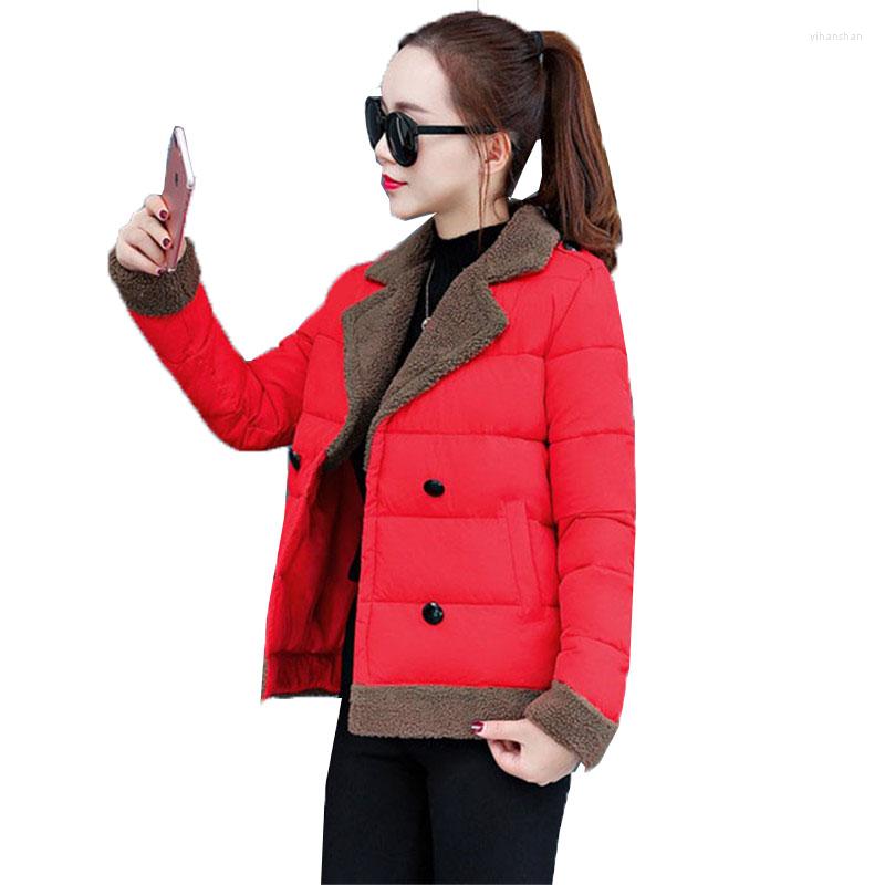 

Women's Trench Coats Fashion Women's Down Cotton Jackets 2022 Winter Short Coat Loose Suit Collar Keep Warm Jacket Outerwear B16, Black