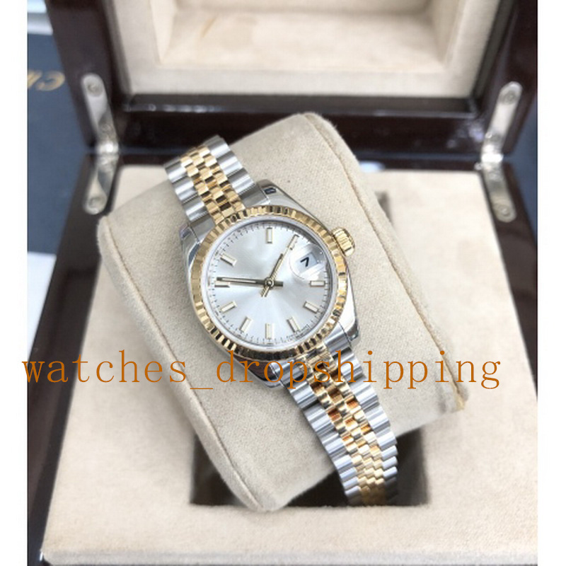 Montre de super qualité pour femmes V5 28mm cadran argenté deux tons boîtier en acier inoxydable bracelet de montre Jubilee mécanique automatique