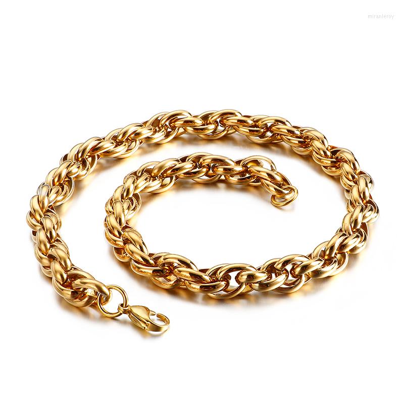 

Chains Huge Heavy 10mm 24inch Gold/ Silver/ Black Rope Chain Necklace Stainless Steel Twisted For Womenn Mens Boys Jewelry