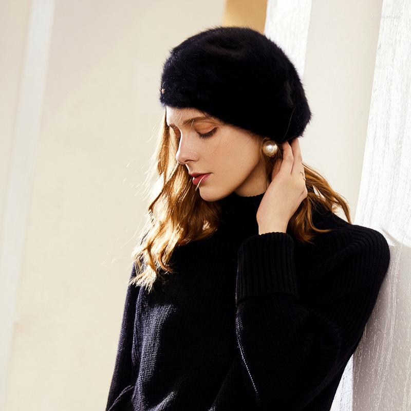 

Berets H769 Women Warm Beret Hat Fashionable Hair Soft Thickened Fall Winter Cap Female Solid Color Travel Shopping Simple Hats, Black