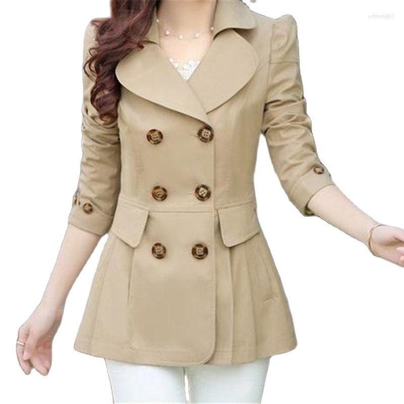 

Women's Trench Coats Double Breasted Short Coat 2022 Women's Khaki Green Outerwear Spring Autumn Casual Windbreaker Casaco Feminino, Black