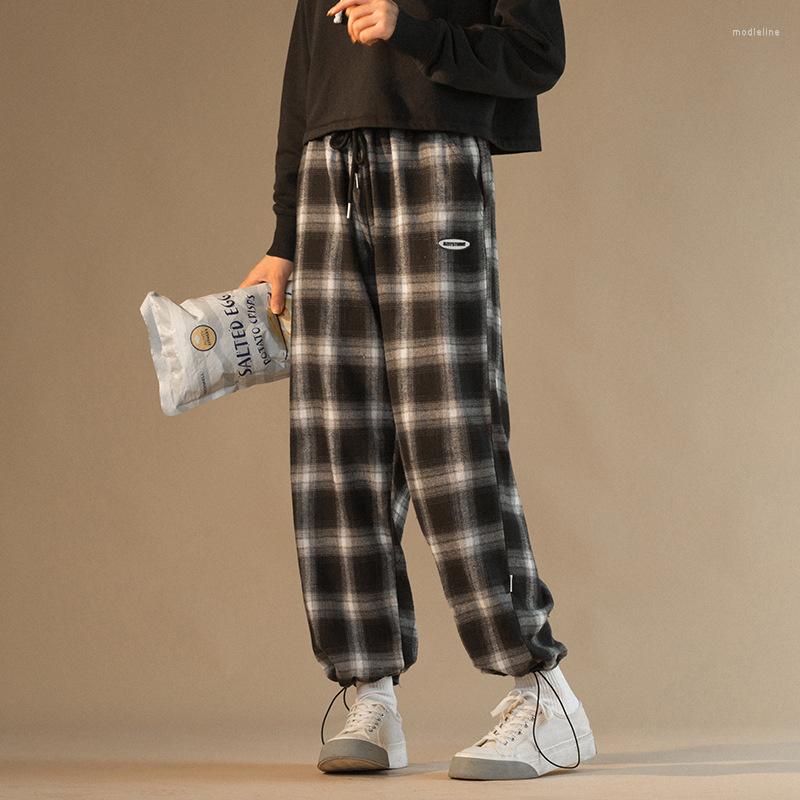 

Men's Pants Korean Trendy Plaid Men's 2023 Comfortable Pant Summer Loose Casual All-match Hip Hop Striped Trousers, Black
