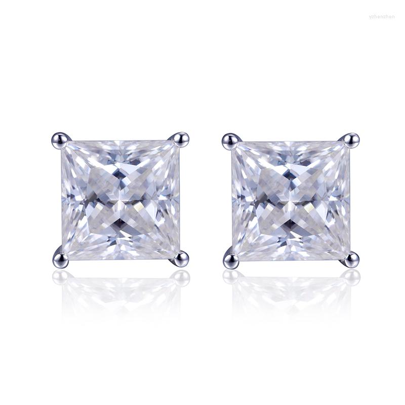 

Stud Earrings 18K Gold Main Stone 9.0x9.0mm Radiant Cut Quality Moissanite Without Back