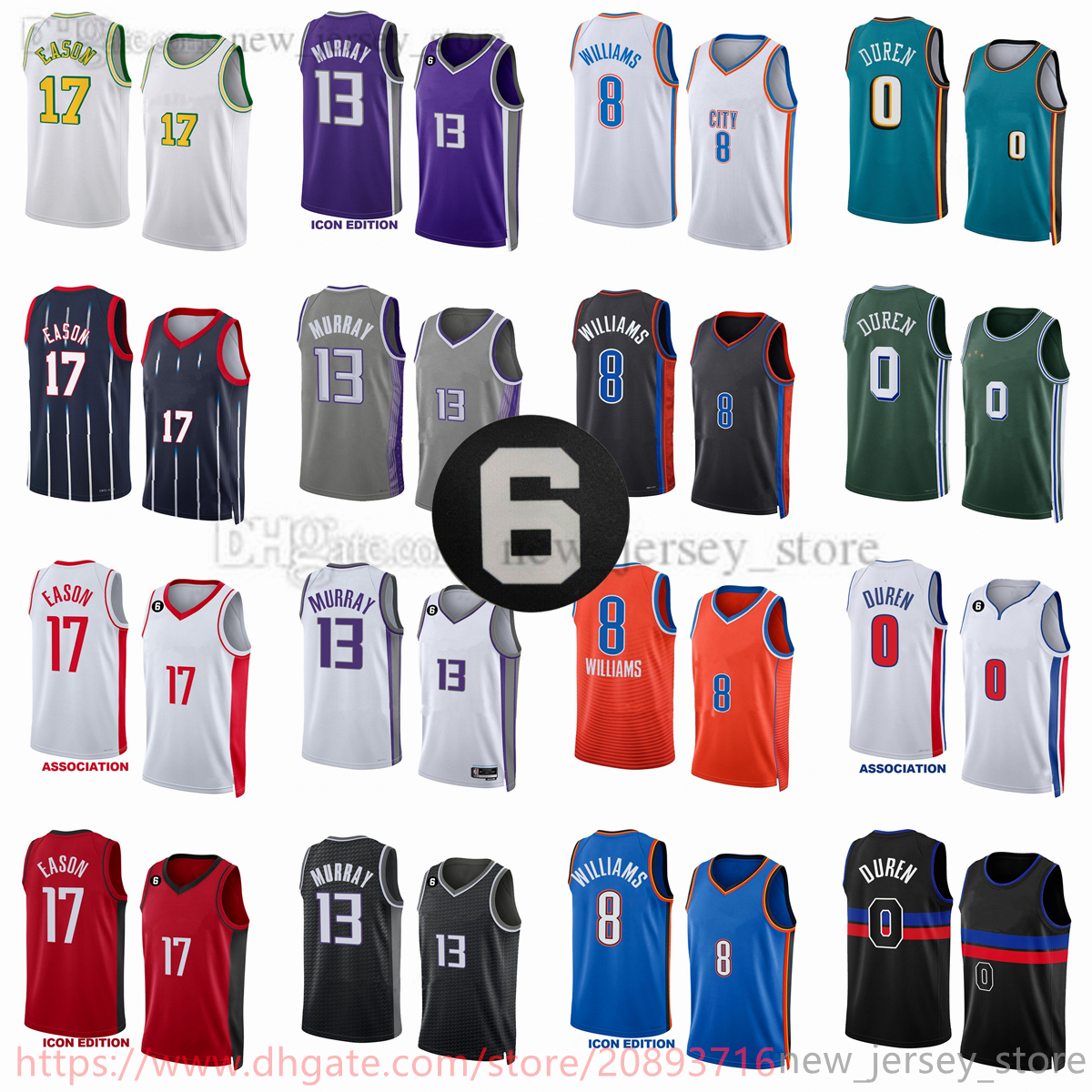 

2022-23 Custom XS-6XL Rookie Ranking New Season Basketball Stitched Jerseys 17 Tari Eason 13 Keegan Murray 8 Jalen Williams 0 Jalen Duren 6 patch men women youth, Stitched (with team logo)