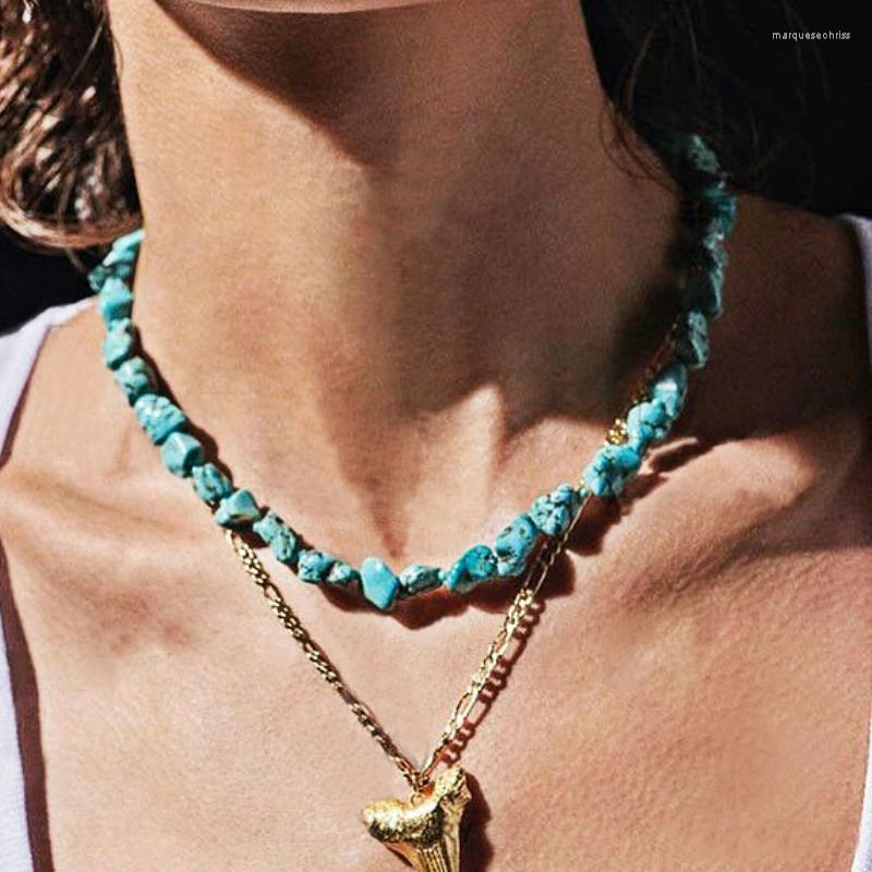 

Chains European Ethnic Vintage Irregular Howlite Stone Beads Necklace Women Handmade Bohemia Beaded For YF-11