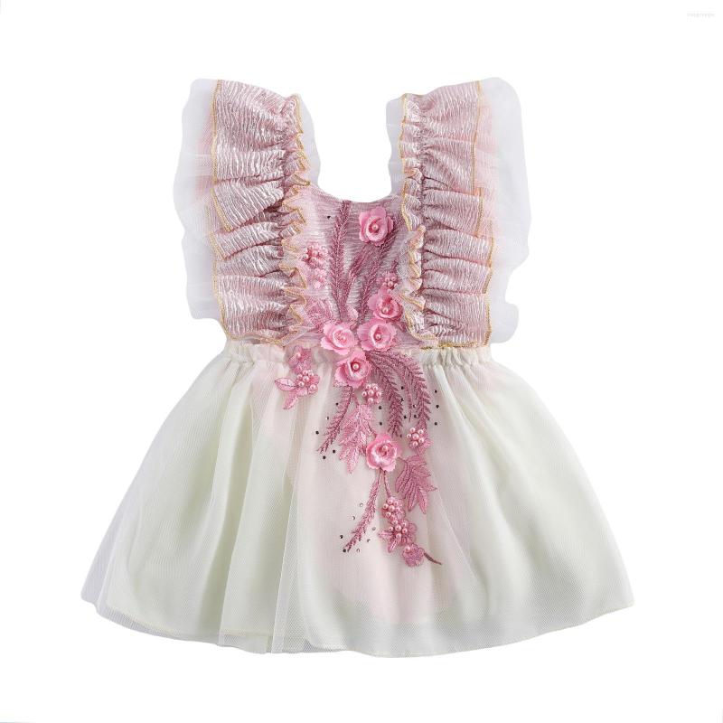 

Girl Dresses 0-24 Mpnths Toddler Baby Girl's Romper Dress Flower Embroidery Sleeveless Outfits Casual O-neck One-piece Clothing Vestidos, Gray