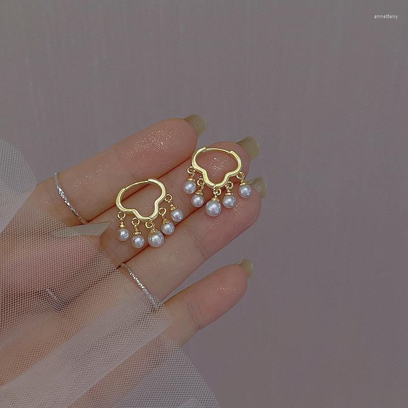 

Hoop Earrings Fashion Punk Gold Color Tassel Pearl Bead For Women Party Wedding Jewelry Pendientes Brincos Eh1805