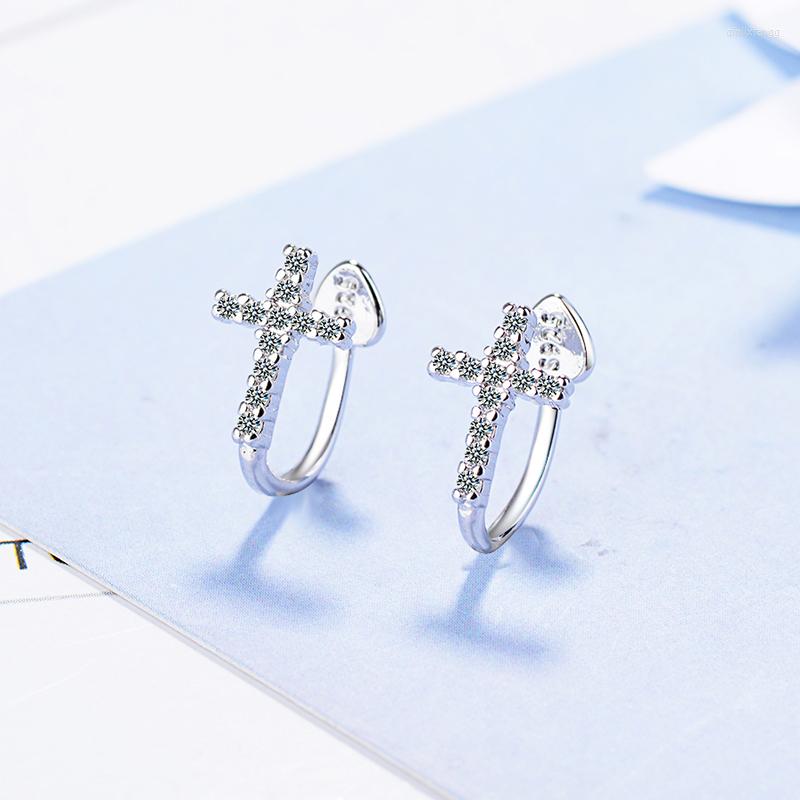 

Backs Earrings Wholesale 12 Pairs Crystal Zircon Cross Clip For Women Girl Tiny Cuff Earring Without Piercing Jewelry Gift