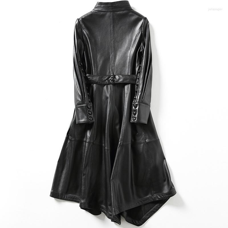 

Women's Leather Jacket Women's Real Genuine Sheepskin Women Clothes Streetwear Windbreaker Mujeres Abrigos CJX8180A Lxr31, Black