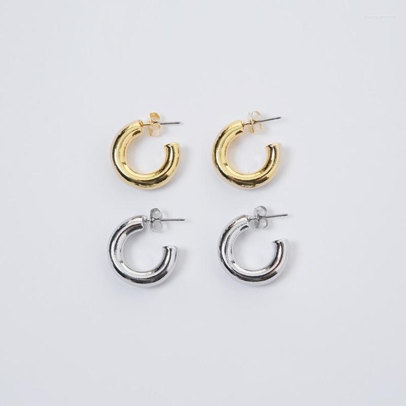 

Hoop Earrings Minimalist C Shape Gold Color Metal Silver Alloy Circle Open For Women Statement Jewelry Pendientes
