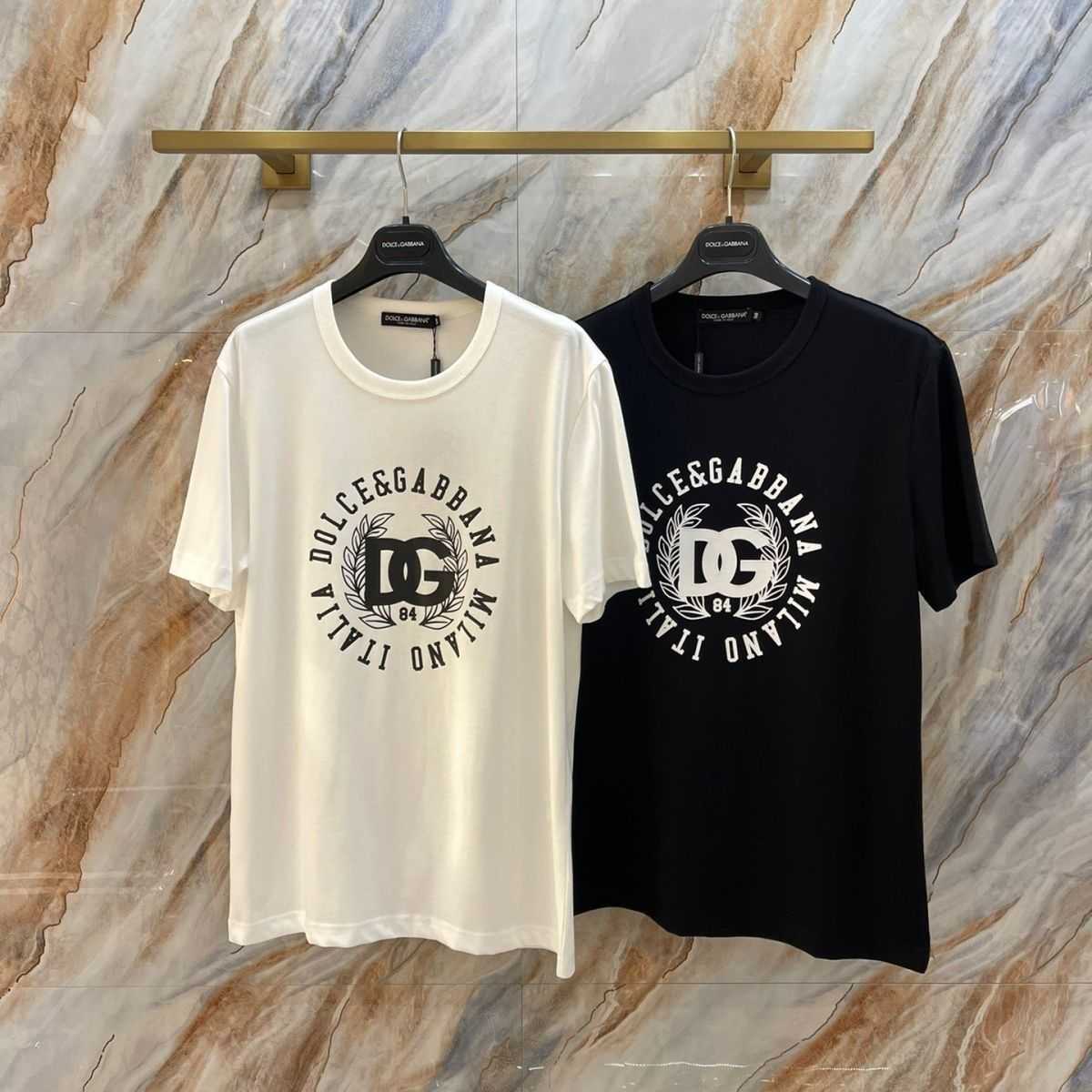 

Summer New Fashion Brand Men's Dg Letter Print Round Neck T-shirt Casual Versatile Short Sleeve Ins, White