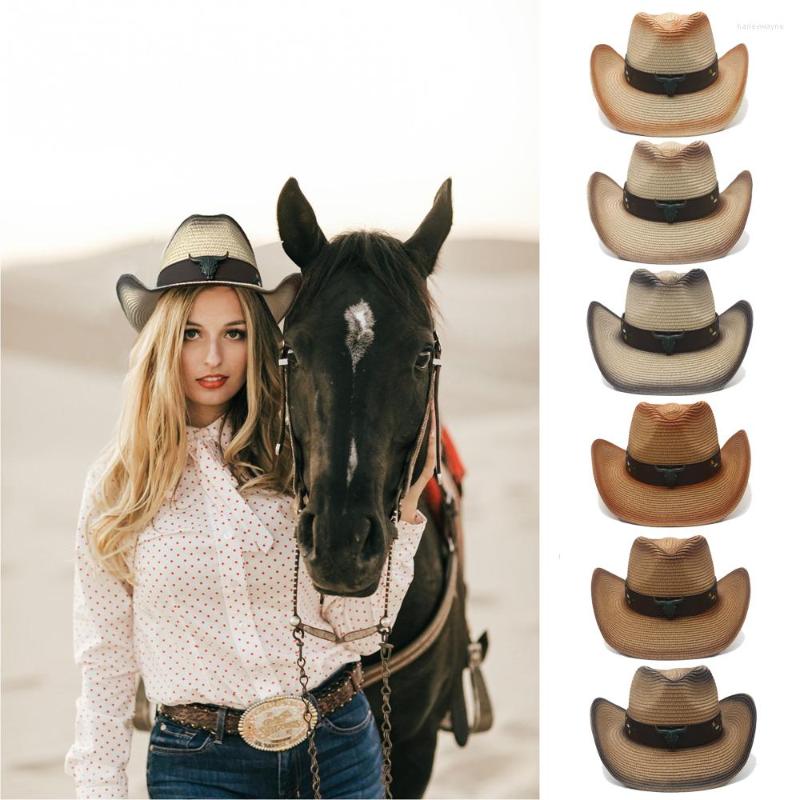 

Berets Men Women Soft Straw Western Cowboy Hats Wide Brim Sunhat Party Travel Outdoor Caps Classical Retro Sombrero UK Size L US 7 1/4, Khaki1