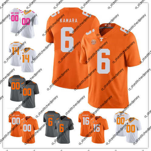 

American College Football Wear Custom Tennessee Volunteers #6 Alvin Kamara 16 Peyton Manning 1 Jason Witten 14 Eric Berry 2019 NCAA Football Vols Jersey Orange Gray W, White pink