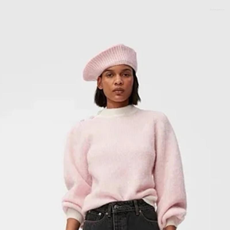 

Berets 4 Colors Women Wool Blend Knitted Cap 2022 Fashion Hat Female Casual All-Match Solid Color Hats, Black