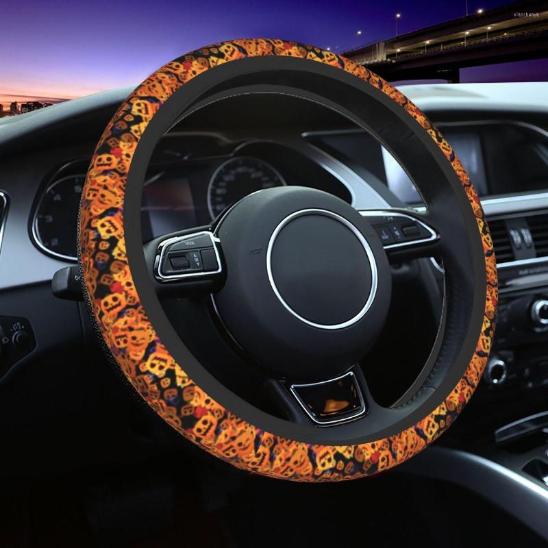 

Steering Wheel Covers 38cm Halloween Pumpkin Flower Pattern Cover Auto Car Protector For Accessories 14.5-15 Inch