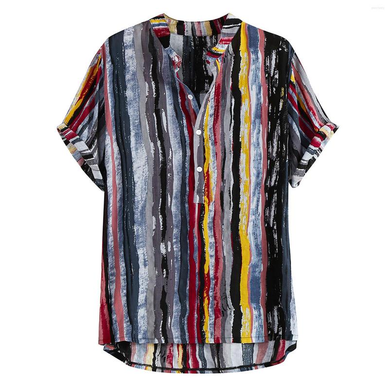

Men's Casual Shirts Men's ShirtsS Tripe Print Blouse Tunic T Shirt Extra Small Men, Red
