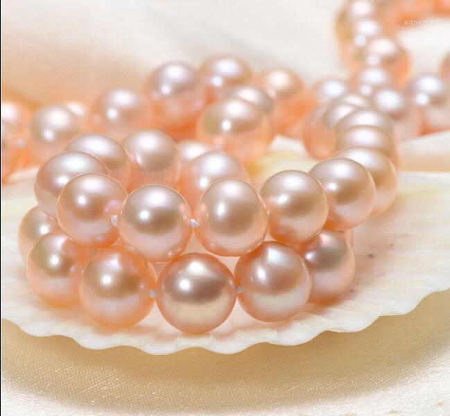 

Chains Charming 10-11 Mm Round Pink Pearl Necklace 18inch 36"