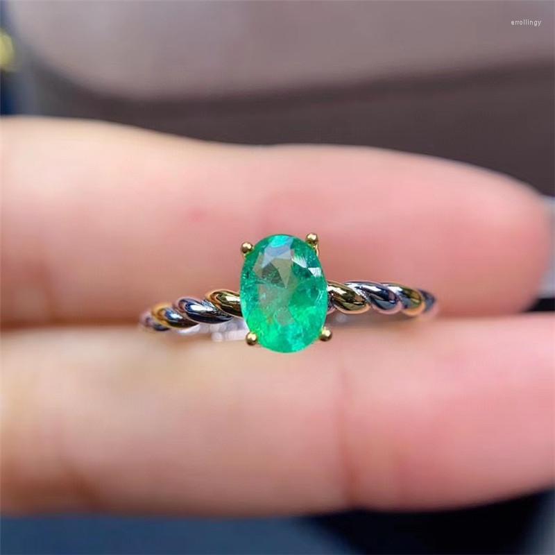 

Cluster Rings Jewelry Fashion Silver Emerald Ring Natural Birthday Gift For Young Girl