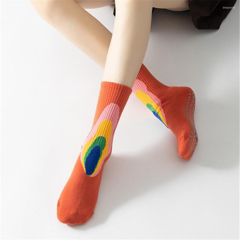 

Athletic Socks Cotton Yoga Terry Floor Grip Ballet Dance Pilates Trendy PVC Anti-Skid Sports Fitness Trampoline Calf Women Men