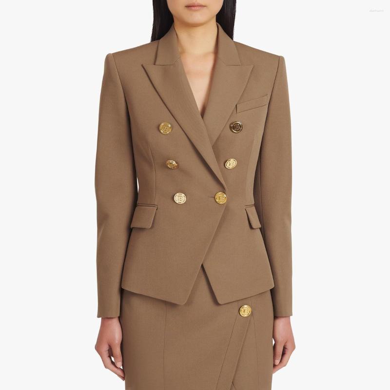 

Women' Suits -XL High Quality Fashion Solid Color B Button Slim Long Sleeve Double Breasted Temperament Commuter Casual Women Blazer, Chocolate