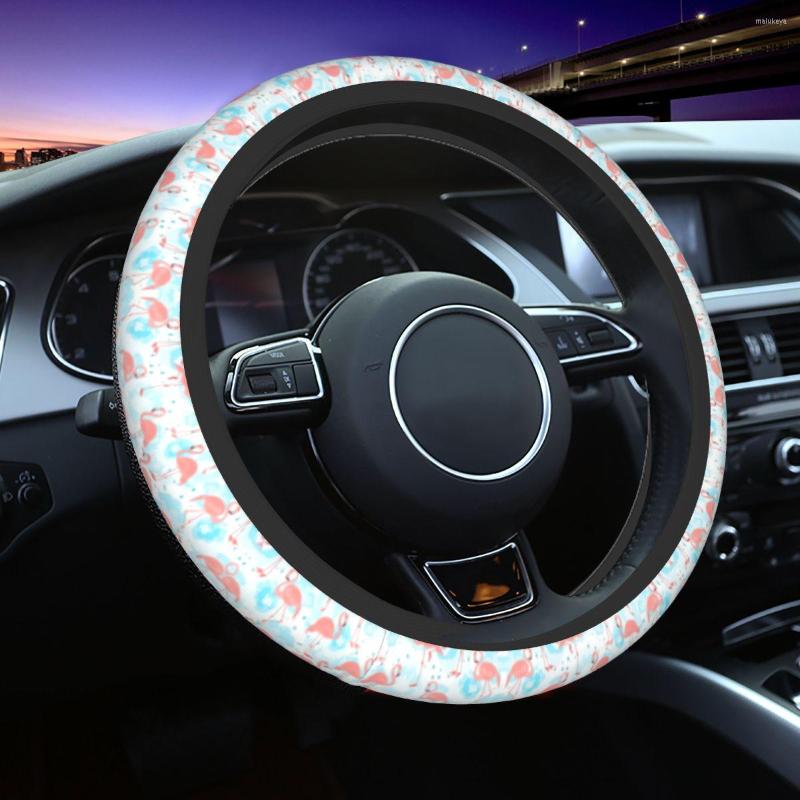 

Steering Wheel Covers Seamless Pattern With Pink Flamingo Cover For Girls Protector Universal 37-38cm Car Accessories