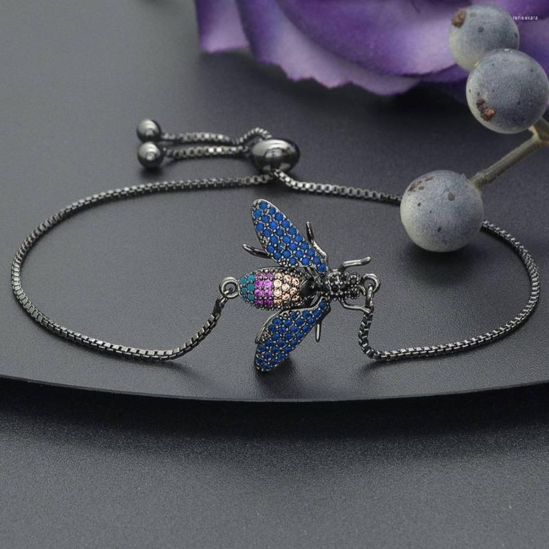 

Link Bracelets Luxury Insects Shape Multicolor Micro Cubic Zirconia Pave Dubai Women Bridal Wedding Engagement Jewelry