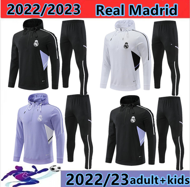 

2022 2023 Madrids BENZEMA MODRIC MBAPPE football jacket chandal 22/23 futbol survetement VINI JR. ALABA Hombres Ninos GAVI MORATA Soccer Sets 008, Black