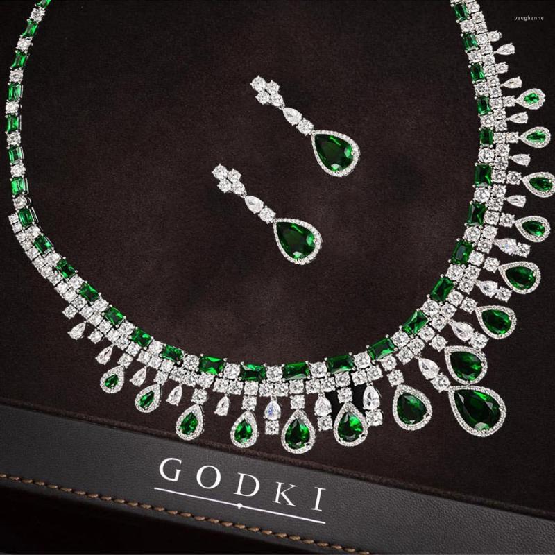 

Necklace Earrings Set GODKI Tassel Drop Earring For Women Wedding Luxury Full Cubic Zircon Dubai Bridal Jewelry 2022, Picture shown