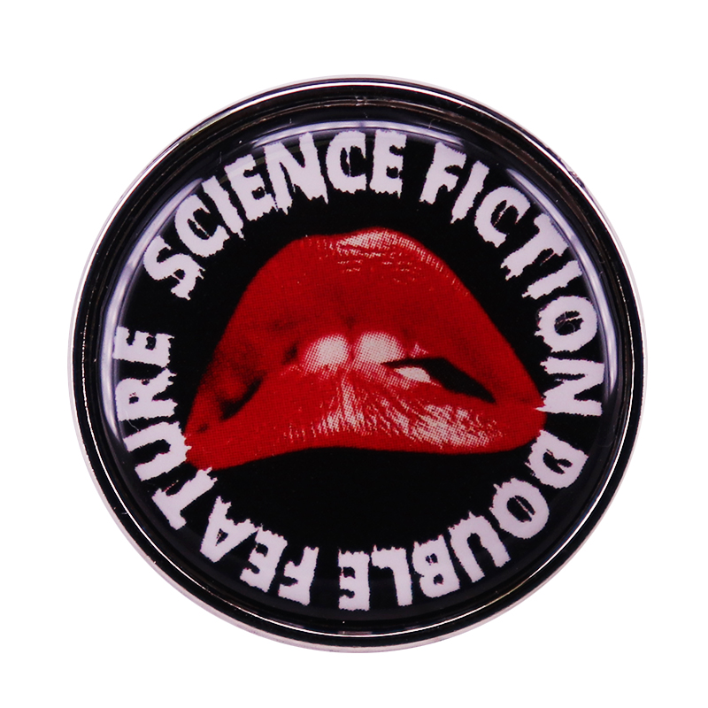 

Science Fiction Double Feature Pin The Rocky Horror Picture Show pins red Hot lips biting lip bite Brooch music Musical Jewelry, As picture