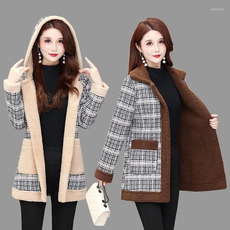 

Women's Trench Coats 2022 Mother Winter Hooded Cotton Jacket Tops Lapel Women Mid-Length Add Velvet Padded Coat Female Keep Warm Overcoat, Pink vest