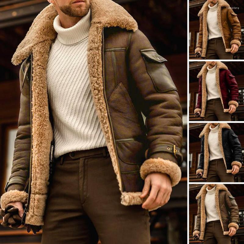 

Men's Jackets Nice Looking Winter Jacket Soft Male Turn-down Collar Plush Thicken Keep Warming All Match, Coffee