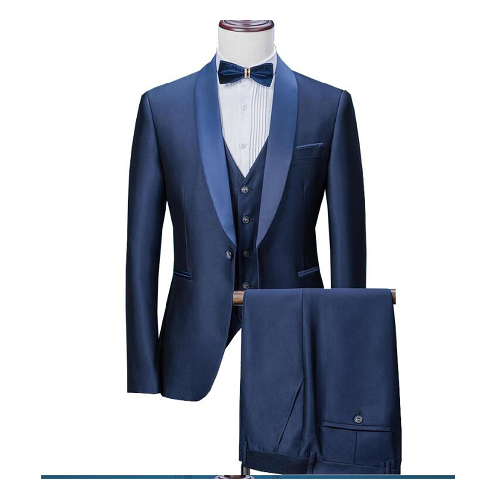 

Men's Suits Blazers Navy Blue Mens 3 Pieces Formal Business Blazer Tuxedos Shawl Lapel For Wedding Groom Man Jacket Vest Pants 221201