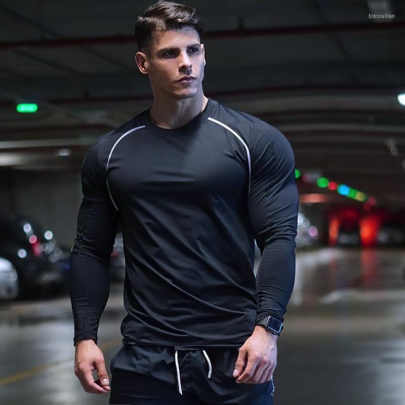 

Men's T Shirts 2022 Autumn Long Sleeve T-shirts Men O-Neck Cotton T-shirt Bodybuilding Workout Skinny Shirt Male Gym Fitness Tee Tops, Blue