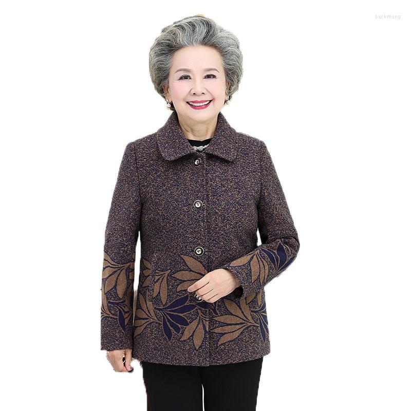 

Women's Wool Middle-aged And Elderly Women's Coats Spring Autumn Woolen Coat Add Velvet Warm Winter Jacket Blended Outerwear 5XL, Red