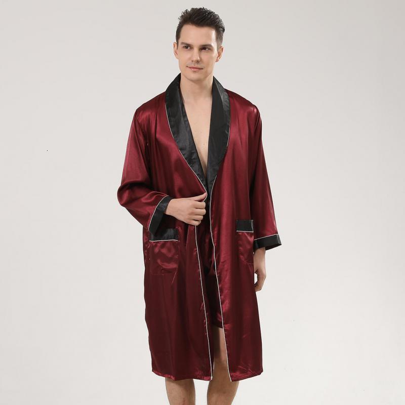 

Men's Sleepwear Men Satin Robe Set Loose Bathrobe Gown Long Sleeve 2PCS Sleewear Lapel Shorts Male Casual Sleep Silky Pajamas 221201, Beige
